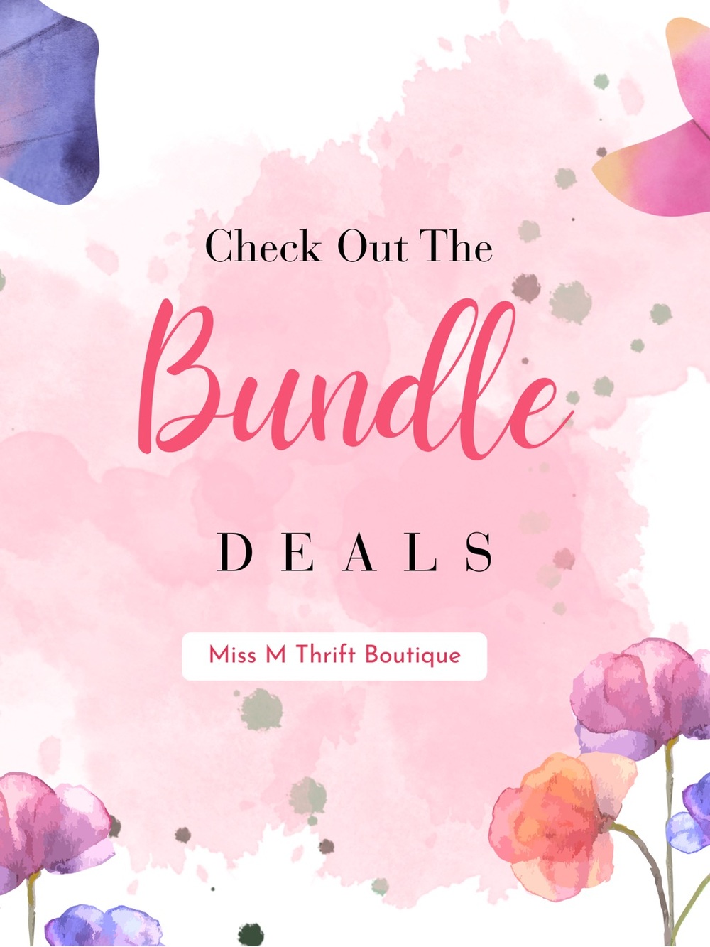 Source Unknown Pink Floral 'Bundle Deals' Boutique Print